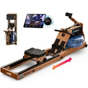 MERACH Water Rowing Machine Foldable 16-Level Bluetooth Resistance Solid Wood Pro Rower for Home