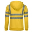 thumbnail image 4 of NoxwB Men's High Visibility Safety Sweatshirt Class 3 Reflective Zippered Long Sleeve Drawstring Hooded Cargo Jacket Hi-Vis Safety Hoodies Yellow 5XL, 4 of 6