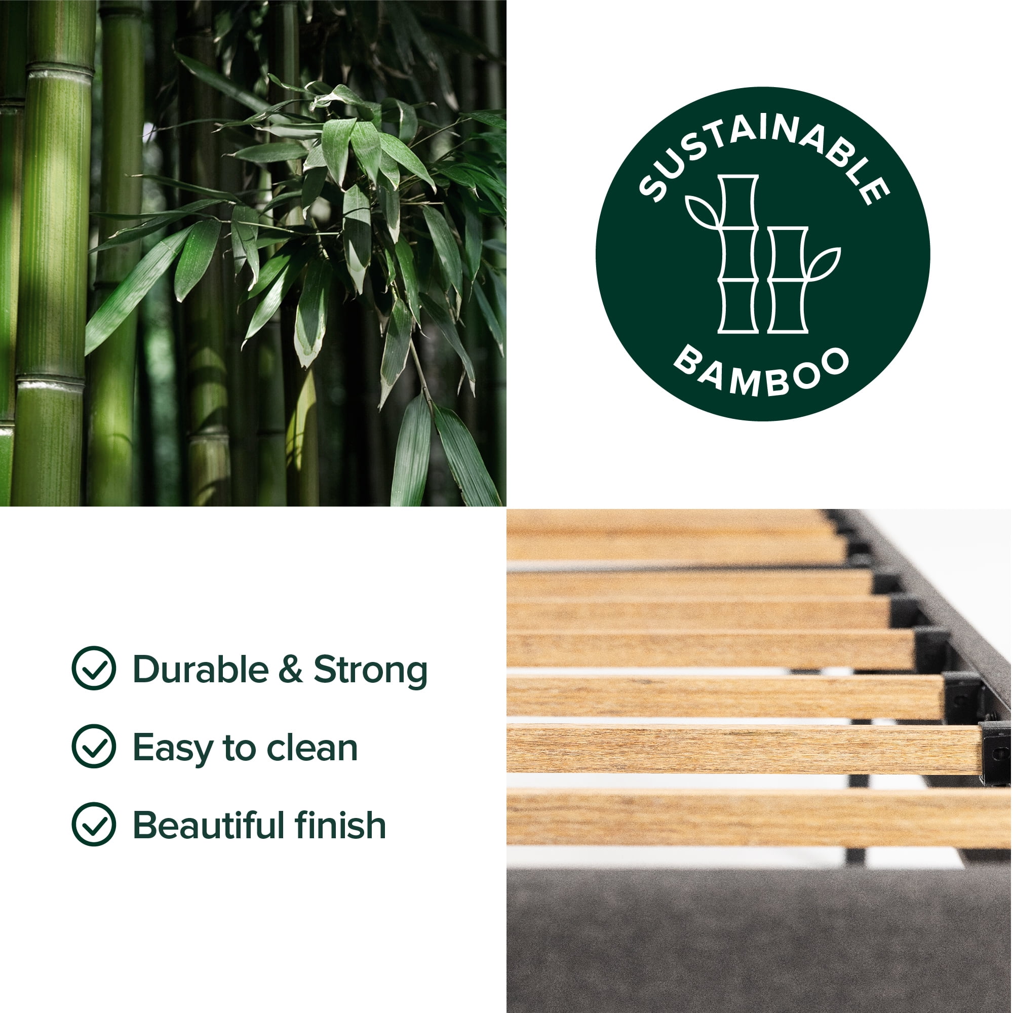 Zinus Cambril 38" Upholstered Platform Bed Frame with Sustainable Bamboo Slats, Full