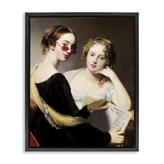 Stupell Industries Vintage Ladies Ordering Takeout Black Framed Floater Canvas Wall Art, design by Wild Apple Portfolio