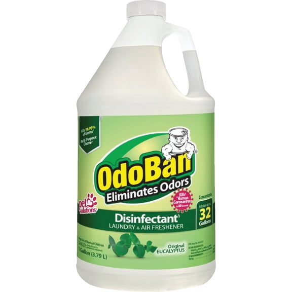 OdoBan Professional Disinfectant and Odor Eliminator Concentrate, Made in the USA, Original Eucalyptus Scent, 4-Pack, 1 Gallon Each
