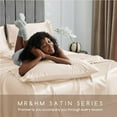 thumbnail image 3 of MR&HM Silky Satin Sheet Set Full Size 4 Pcs, Elegant Luxurious Full Size Bed Sheets, with Flat Sheet, 15'' Deep Pocket Fitted Sheet and Queen Satin Pillow Cases Set of 2 (Full Size, Beige), 3 of 7