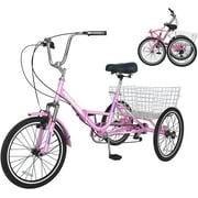 MOONCOOL Adult Tricycle 7 Speed, 24 inch Folding/Not Folding Three Wheel Bikes Cruise Trike for Seniors, Adults, Cargo Basket, Multiple Colors