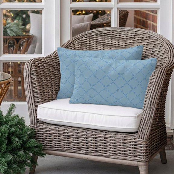 Outdoor Pillow Covers Pack of 2, Blue Lattice Plaid Waterproof Throw Pillowcase Cushion Cases, Modern Minimalist Decorative Pillow Cover for Couch Sofa Home Bed Patio 20x12in
