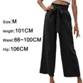 thumbnail image 2 of Pantalones largos informales de mujer, pantalones de trabajo con cintura alta, cinturón y bolsillos, 2 of 5