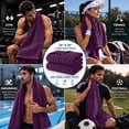 thumbnail image 5 of Dan River Oversized Performance Towel 2 Pack Purple (35x70 In) - 550 GSM Absorbent Cotton Bath Sheet for Workout, Gym & Bath, 5 of 10