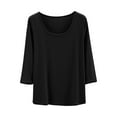 thumbnail image 3 of Frostluinai Women's Plus Size Modal Tops Soft Comfy 3/4 Sleeve Loungewear Shirts Casual Crew Neck T Shirts Basic Undershirt Tees, 3 of 4