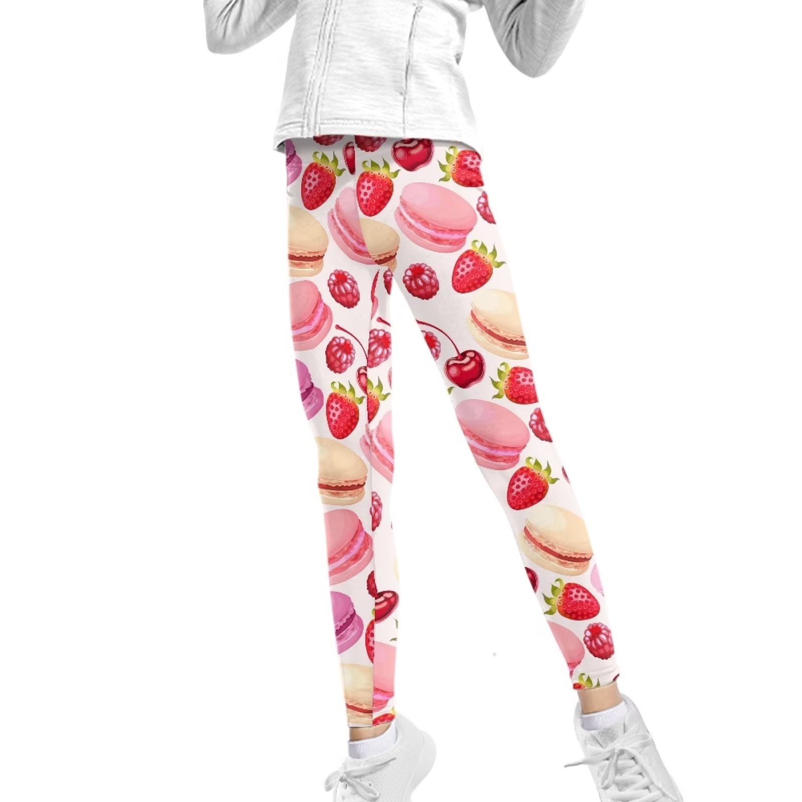 FKELYI Girls Leggings with Strawberry Size 4-5 Years Comfortable Playing  Kids Tights Pink Stretchy School Yoga Pants High Waisted Yummy Control