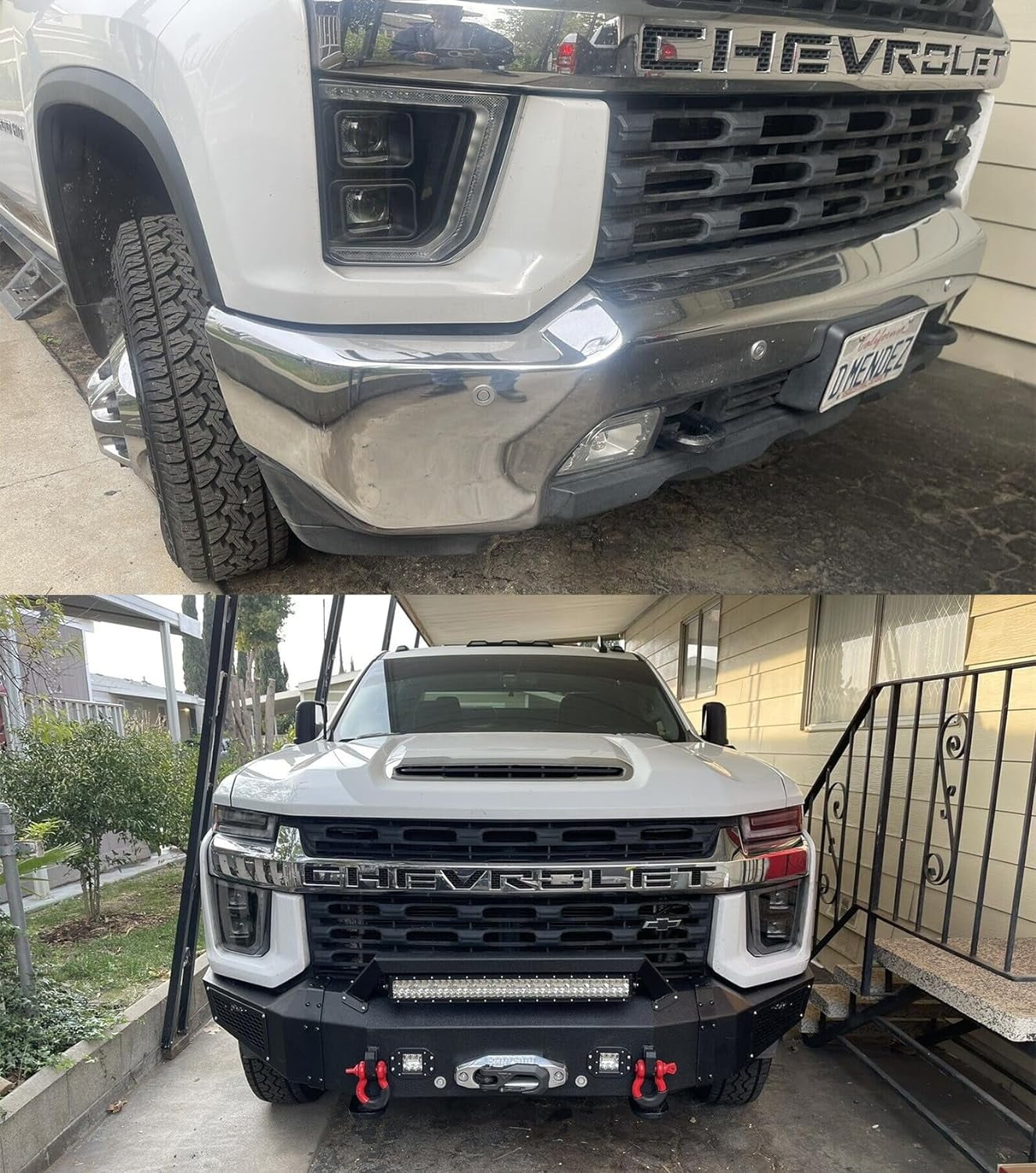 Vijay Compatible with 2020-2021-2022-2023 Chevy Silverado 2500/3500 Front Bumper Textured Black Steel with Light and D-ring