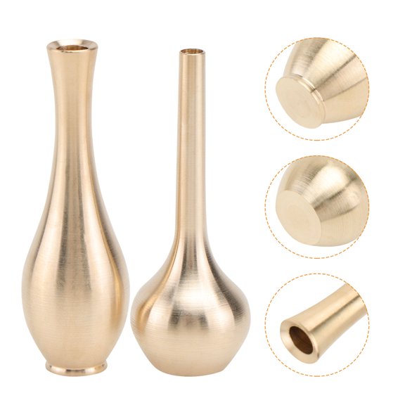 ETEREAUTY 2-Piece Golden Brass Vase Set for Desktop Flower Decoration, Elegant Home and Office