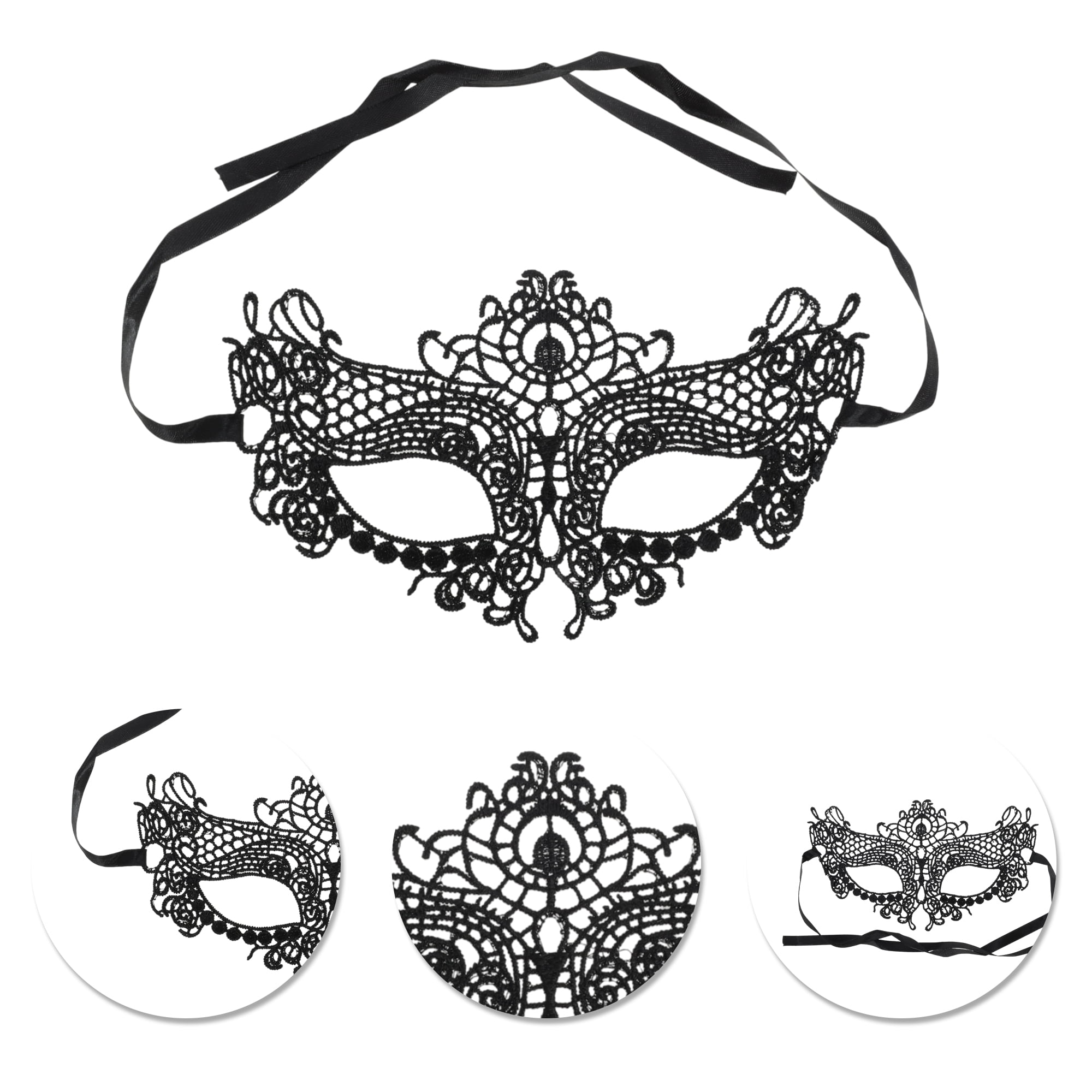 Unique Bargains 1 Pack Elegant Lace Half Face Party Mask in Black Black Pattern 8