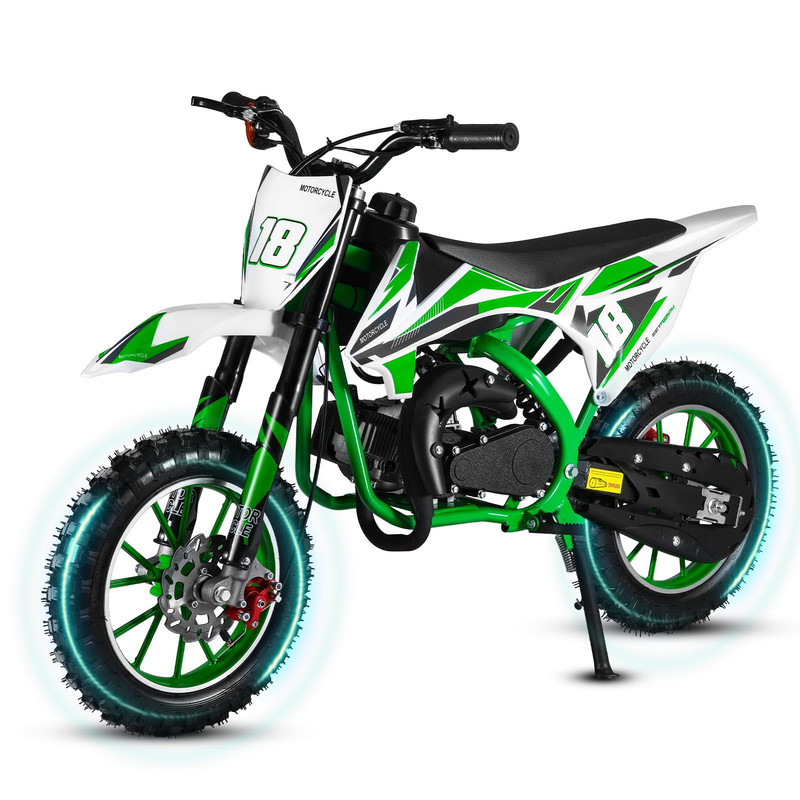 49cc 2-Stroke Dirt Bike Gas for Kids | Mini Bike | Pocket Motor & Power Motorcycle | Off-Road Moto | Front Rear Disc Brakes | Inverted Hydraulic Shock Absorption | Easy Pull Start | Birthdasy Gifts