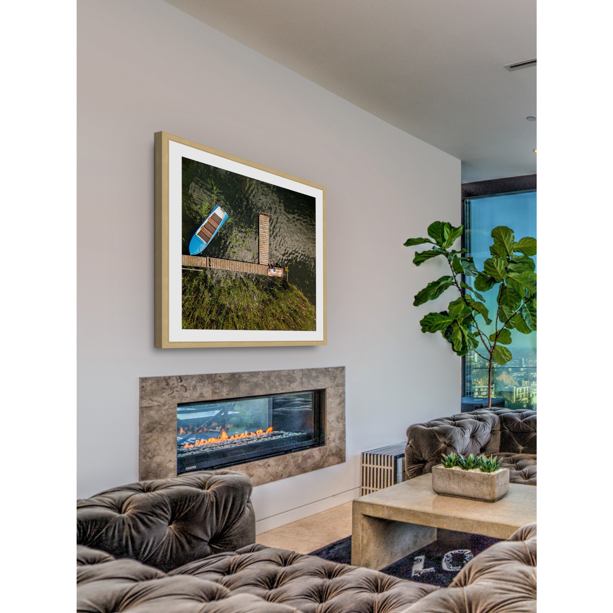 "Blue Boat" Framed Painting Print