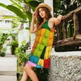 thumbnail image 3 of Horeoi Colorful Building Blocks Print Women's Sleeveless Dress Cotton-like Flared Hem Deep Side Pockets Above-Knee, 3 of 6