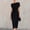 Black, variant on Morttic Women's Elegant Summer Solid Color Slant Shoulder Midi Dress – Small Hem Slit and Side Knot Ruched Waist Black,M