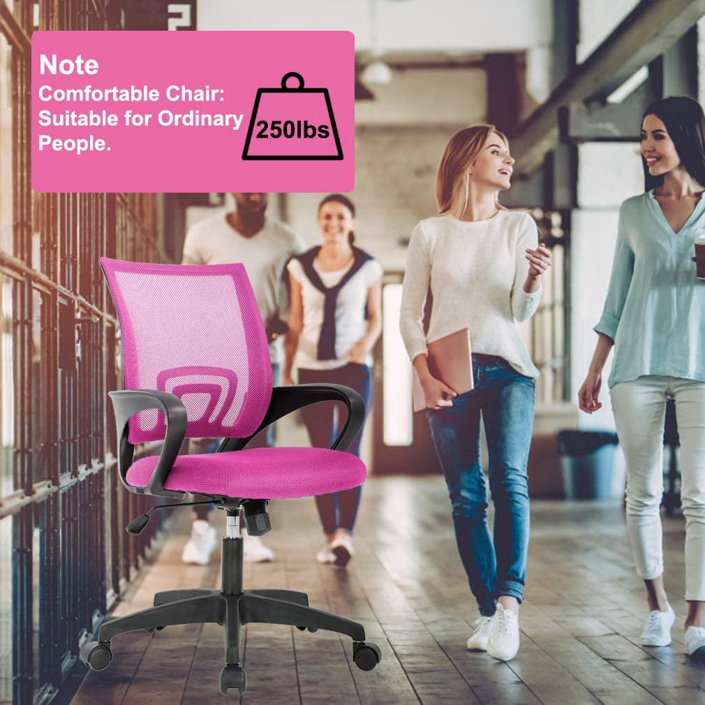 BestOffice Ergonomic Office Chair, Lumbar Support, Adjustable Height with Armrests for Adults(Pink)