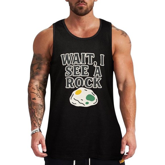 Wait I See A Rock Workout Tank Top Gym Muscle Tee Sleeveless T Shirt Small