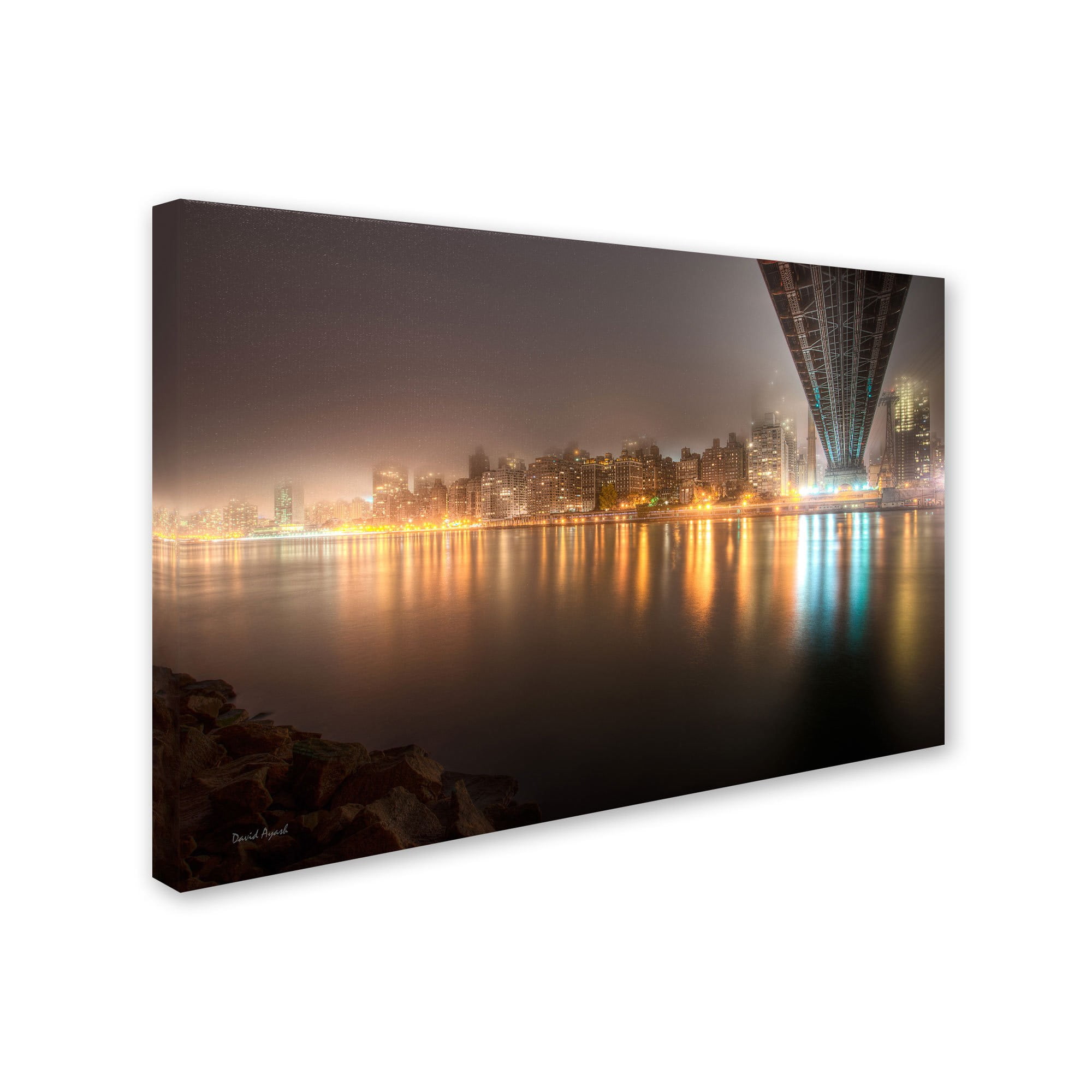 Trademark Fine Art "Fog Under the Queensborough Bridge - Midtown" Canvas Art by David Ayash