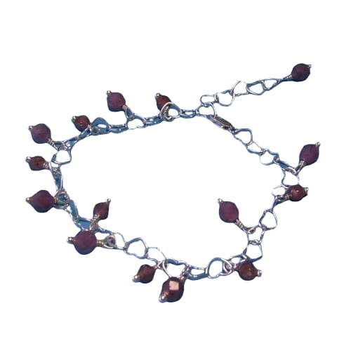 Love! Purple Sapphire and Hearts Silver Bracelet 406622
