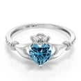 thumbnail image 2 of Gem Stone King 10K White Gold Ring Persian Blue Moissanite Diamond (0.86 Cttw), 2 of 6