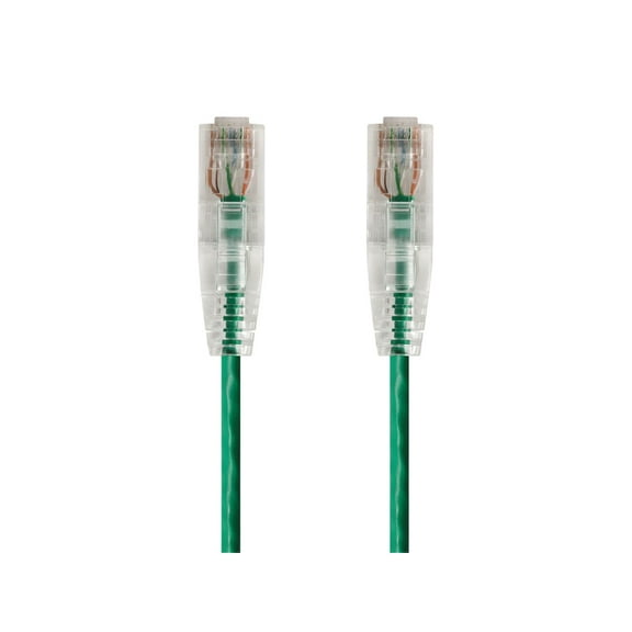 Monoprice Cat6 Ethernet Patch Cable - 14 feet - Green | Snagless RJ45 Stranded 550MHz UTP CMR Riser Rated Pure Bare Copper Wire 28AWG - SlimRun Series
