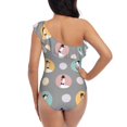thumbnail image 5 of Easygdp Cute Geese Women's One Shoulder Ruffle Monokini Bathing Suits with Removable Chest Pad, Quick Drying - Medium, 5 of 8