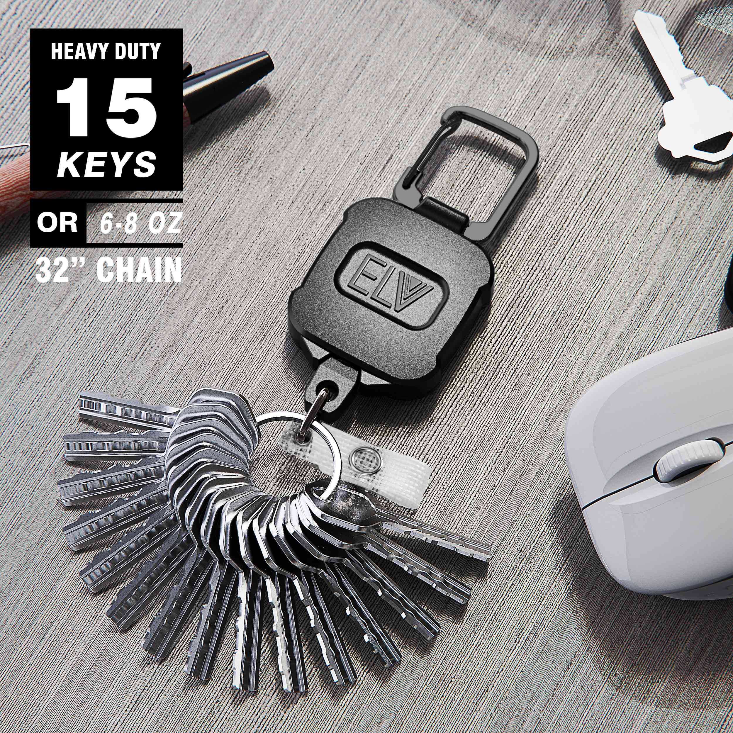  ELV Heavy Duty Retractable Keychain with Magnetic