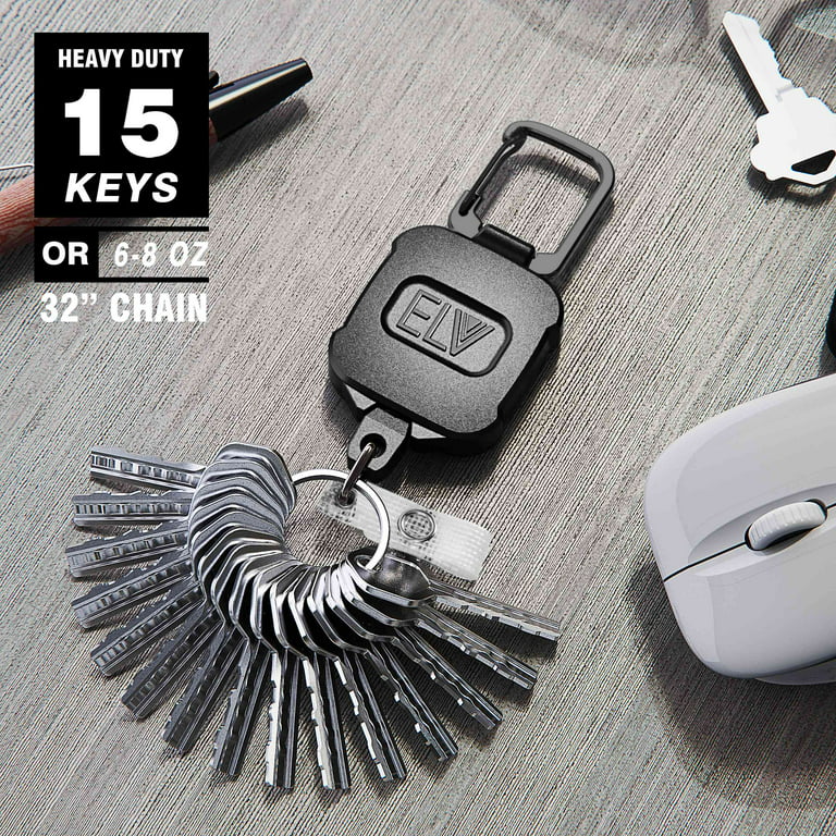 ELV Heavy Duty Retractable Keychain with Magnetic Closure and Carabiner,  Retractable ID Badge Holder Clip, Retractable Badge Reel with 31” Dyneema  Cord, Key Ring, Lobster Claw Clasp and Phone Tethers - Yahoo Shopping