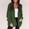 thumbnail image 2 of QQAMB Women's Sweatshirts Casual Solid Color Long Sleeve Zipper Hoodies Sweatshirts Loose Coat with Pocket Green L, 2 of 8