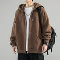 thumbnail image 3 of SNOWSONG Baggy Hoodie Men Mens Jacket Men's Spring / Fall Cardigan Sweatshirt Couple Tops Long Sleeve Drawstring Hooded Jacket Zip up Hoodie Men Big and Tall Hoodie Coffee 4XL, 3 of 5