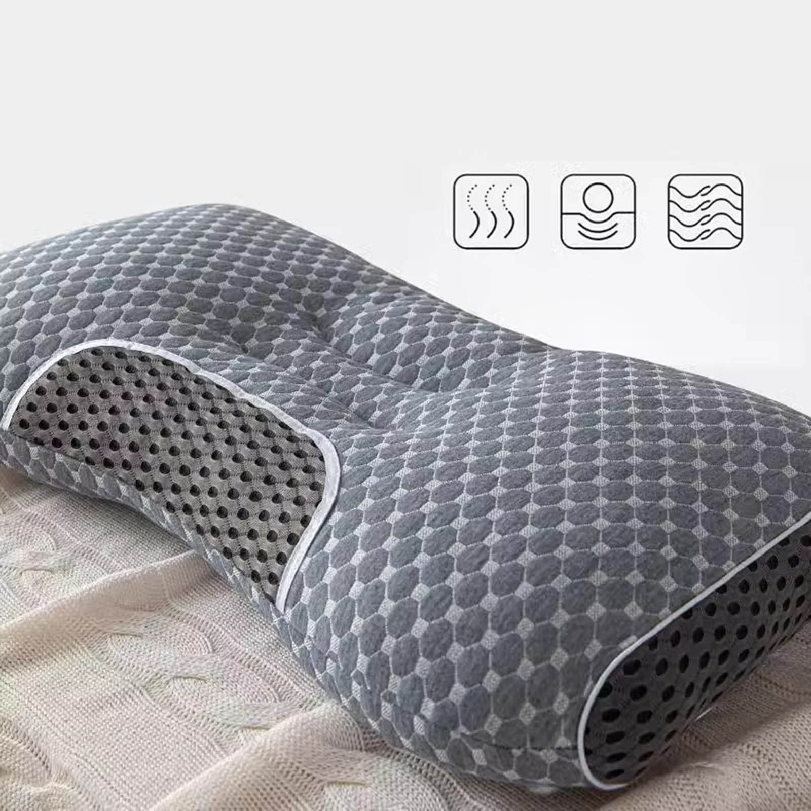 Memory Foam Neck Pillow for Sleeping - Ergonomic Cervical Support Pillow, Contour Design for Side & Back Sleepers, Shoulder Pain Relief, Machine Washable & Breathable Cover