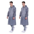 thumbnail image 4 of Poncho impermeable transparente reutilizable de EVA, 2 unidades, impermeable, portátil, grueso, con capucha y mangas de goma, para adultos, suministros para exteriores (gris)., 4 of 6