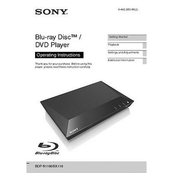 Instruction Manual ONLY for Sony BDP-S1100 Blu-ray Player Owners Manual REPRINT