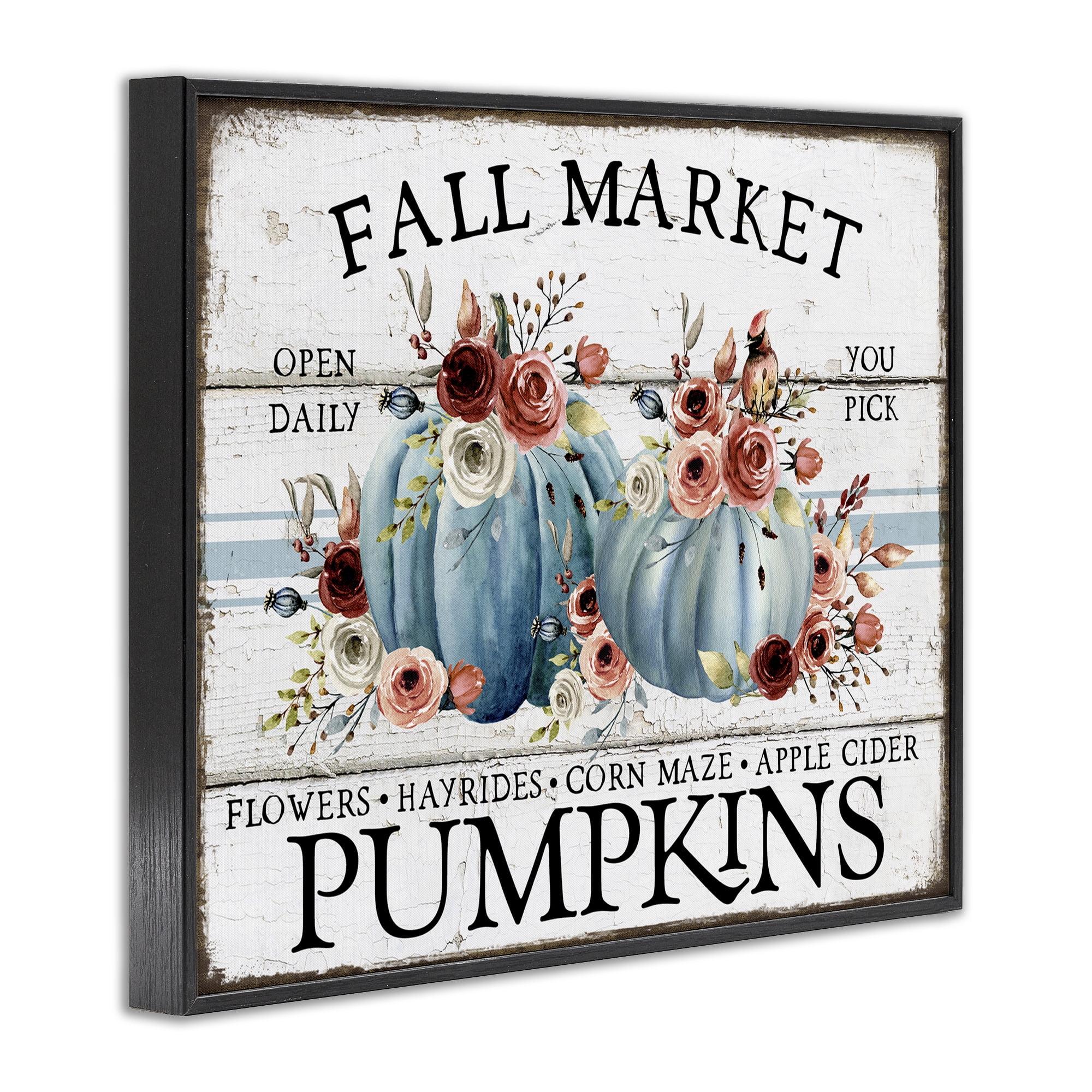 Stupell Industries Fall Market with Roses Holiday Painting Black Framed Art Prints Wall Art, 14 x 11