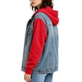 thumbnail image 5 of Women’s Denim Hoodie Jackets - Lightweight Button up Jeans Sweatshirt with Drawstring Hood Casual Long Sleeve Jackets, Xxl, 5 of 7
