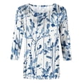 thumbnail image 4 of CHUANK Blouses pour Femmes Grande Taille Mode pour Femmes T-shirt Imprimé Ample Mi-Long Manches 3/4 Col Rond Hauts Décontractés, 4 of 5