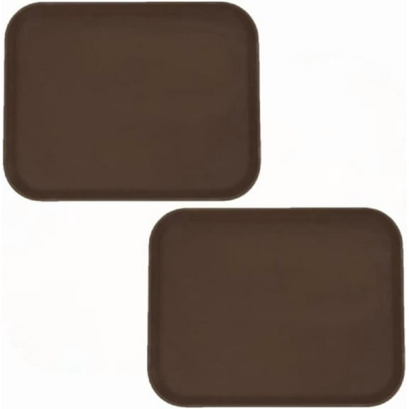 TrueCraftware- Set of 2 Rectangular 14” x 18” Rubber Lined Non-Slip Tray Plastic Brown Color- Restaurant Serving Tray Rubber Lined Tray Coffee Appetizer Breakfast for Kitchen Café and Restaurants