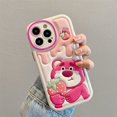 thumbnail image 2 of Compatible with iPhone 13 Pro Max Cute Case, TPU Leather Phone Emboss Cartoon case Soft Rubber Shockproof (Pink Bear), 2 of 5