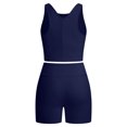 thumbnail image 2 of IBTOM CASTLE Girls 2 Piece Tennis Outfit Tank Top Shorts Set Backless Crop Tank Top Crossover Tummy Control Shorts Yoga Workout Activewear with Side Pockets 藏蓝色, 2 of 7