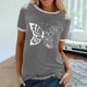 thumbnail image 2 of Camiseta holgada cómoda debajo de la cintura con cuello redondo y estampado elegante para mujer, blusa de manga corta, Tops informales OAVQHLG3B Store lin121212, 2 of 5