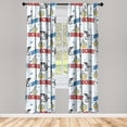 thumbnail image 3 of Ambesonne Emoji Curtains, Jawsome Sayings Diver Faces, Pair of 28"x95", Sea Blue Mustard White, 3 of 5