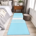 thumbnail image 4 of 2'x6' Rug Runners for Hallways Kitchen, Aqua White Stripe Non Slip Entryway Beside Floor Carpet Runner, Modern Rustic Vertical Striped Washable Laundry Room Bedroom Throw Rugs Mat for Family Pet, 4 of 8