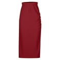 thumbnail image 4 of Rvkxad Women's Skirts Sexy Ruched Bodycon Midi Skirt High Waist Elasticity Tight Casual Club Pencil Skirt Red, 4 of 5