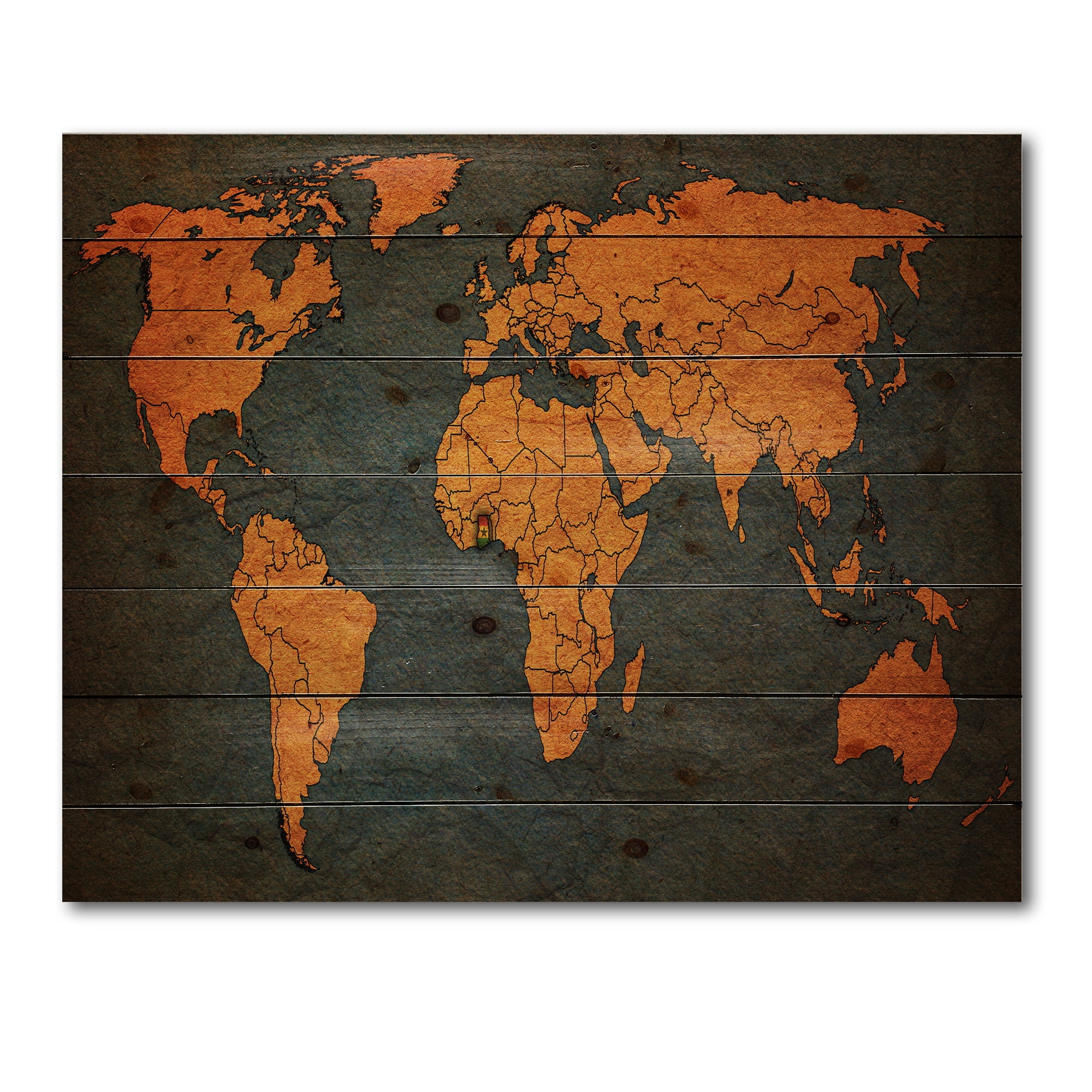 Designart 'Ancient World Map of Africa' Vintage Print on Natural Pine Wood