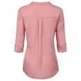 thumbnail image 4 of MixMatchy Women's Long Sleeve Solid Split Neck Tencel Button Down Shirt Blouse, 4 of 6