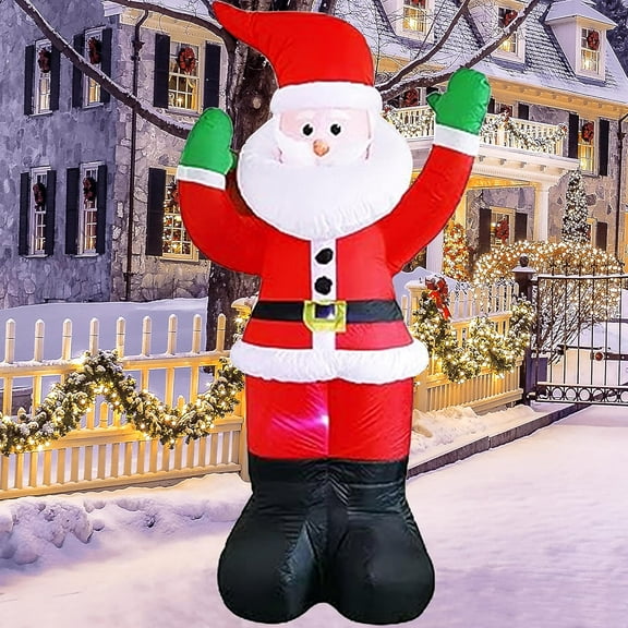 Holiday Essence - 6 Ft Christmas Inflatable Santa Claus Outdoor Decoration, LED Light Up Xmas Yard Giant Blow Up Santa with Gift Bag Large Indoor Home Garden Family Prop Holiday Decorations