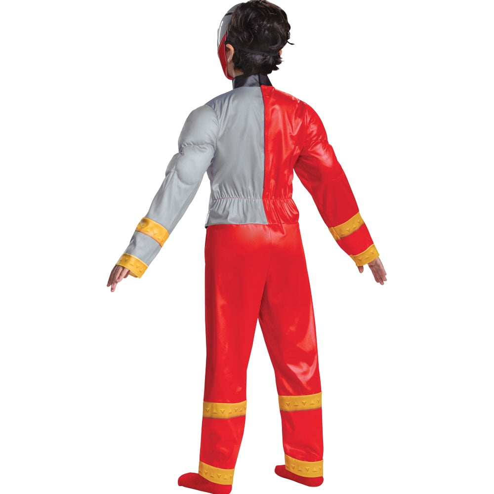 Disguise Red Power Rangers Dino Fury Muscle Halloween Fancy-Dress Costume for Child, Little Boys S (4-6)