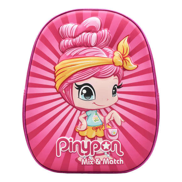 Mochila 3D Pinypon, Mochila para niña Color Rosa, 8L