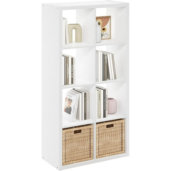 Cubicle Open Back Decorative Cube Storage Organizer, 8-Cube, White