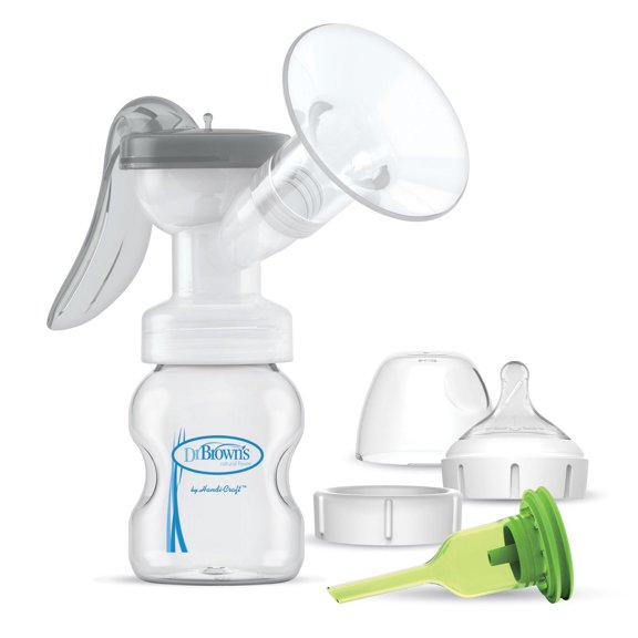 Dr. Brown's Manual Breast Pump with SoftShape Silicone Shields and Anti-Colic Baby Bottle
